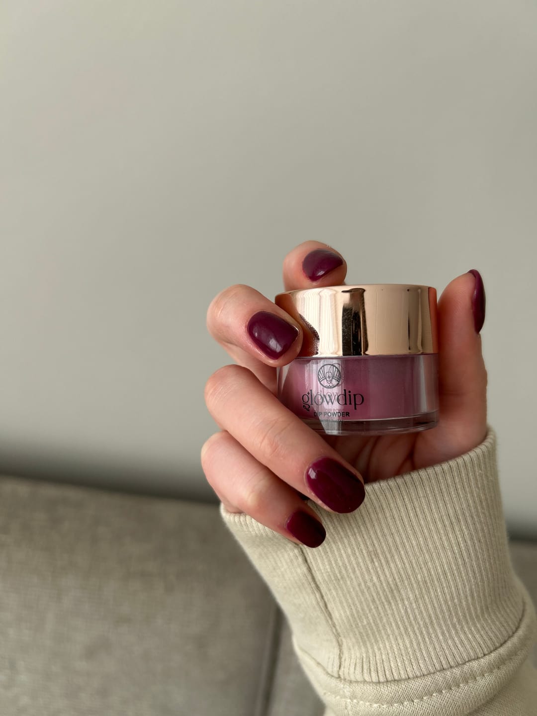 Customer photo review of Dark Reddish Purple Dipping Powder