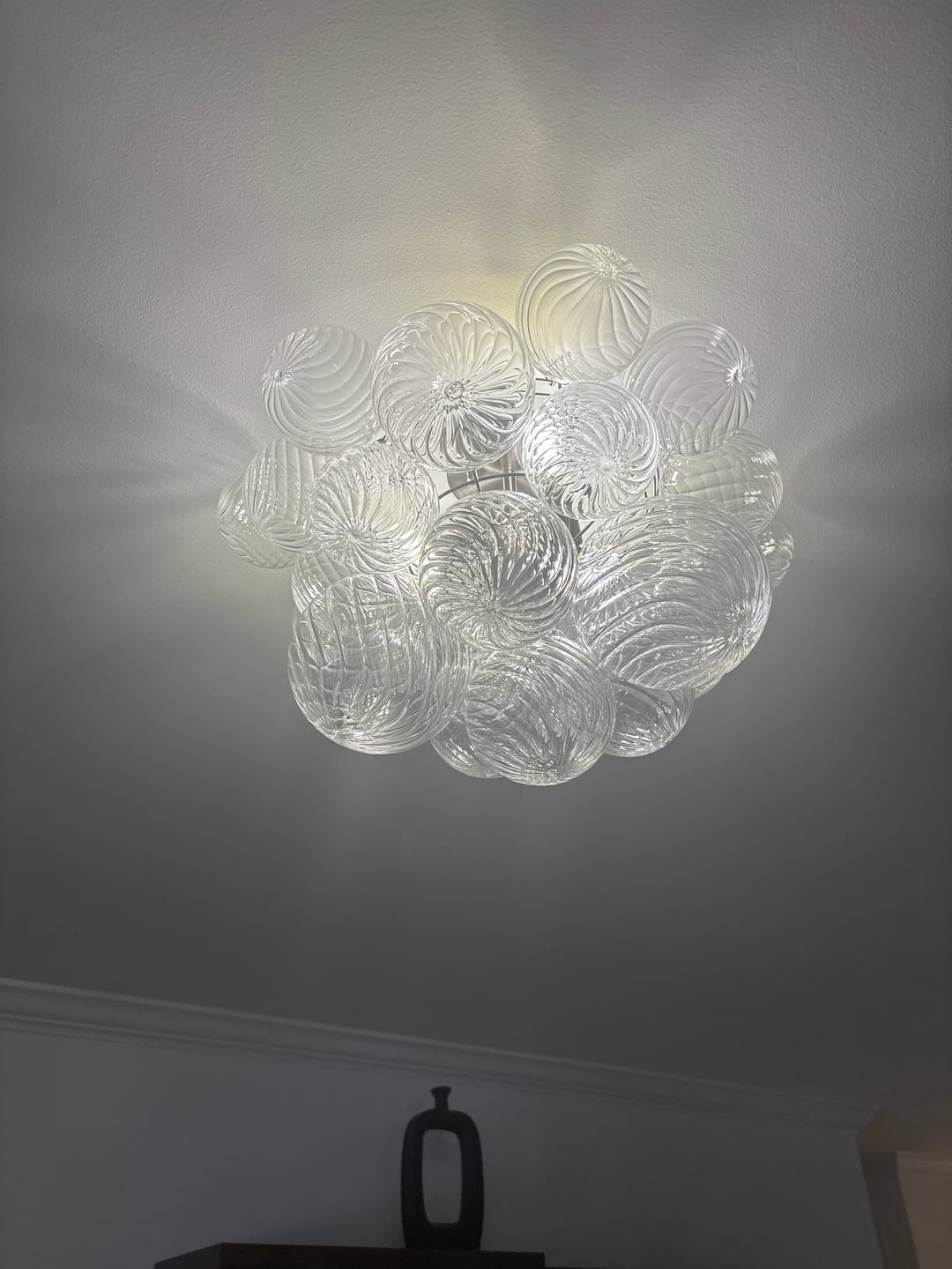 Customer photo review of Modern Swirl Glass Cluster Bubble Semi-Flush Mount