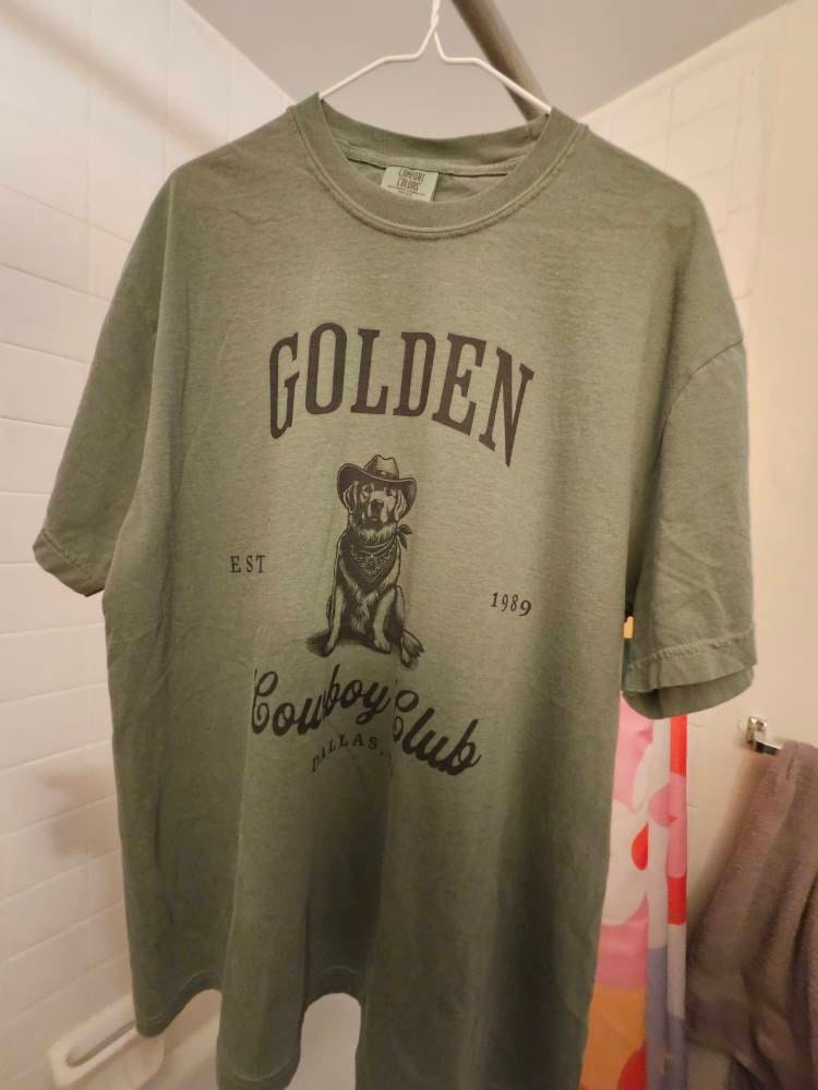 Customer photo review of Golden Retriever Cowboy Club Shirt
