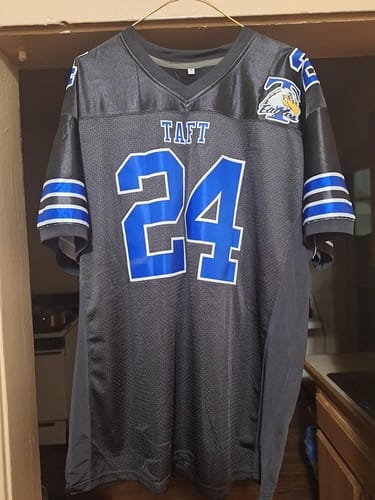 Customer photo review of Custom Black Gold-White Drift Fashion Mesh Authentic Football Jersey