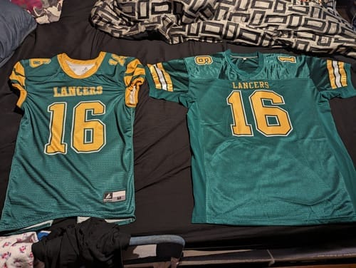 Customer photo review of Custom Brown White-Orange Classic Style Mesh Authentic Football Jersey