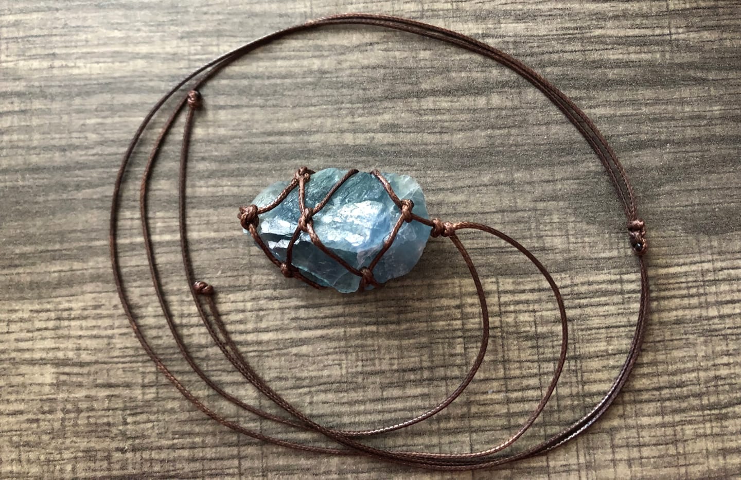 Customer photo review of Raw Aquatic Fluorite Necklace