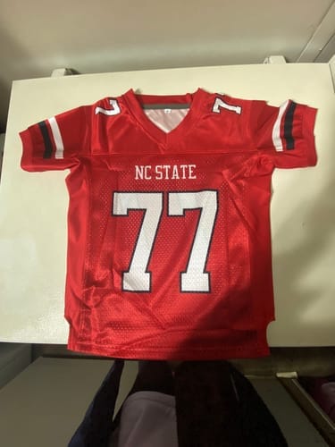 Customer photo review of Custom Red White-Black Classic Style Mesh Authentic Football Jersey