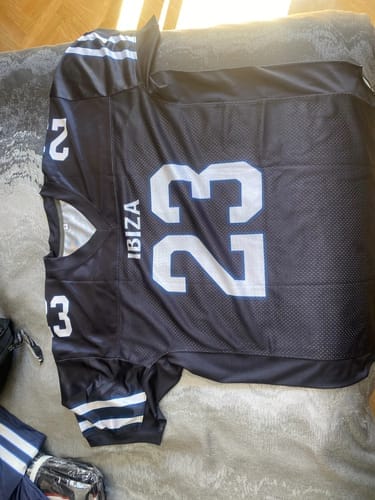Customer photo review of Custom Orange White-Black Classic Style Mesh Authentic Football Jersey