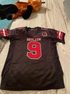 Customer photo review of Custom Black Powder Blue-White Classic Style Mesh Authentic Football Jersey