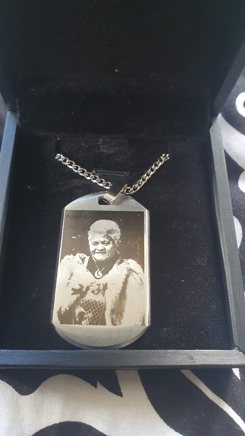 Customer photo review of NZ Made Personalised Custom Photo & Text Dog Tag Necklace