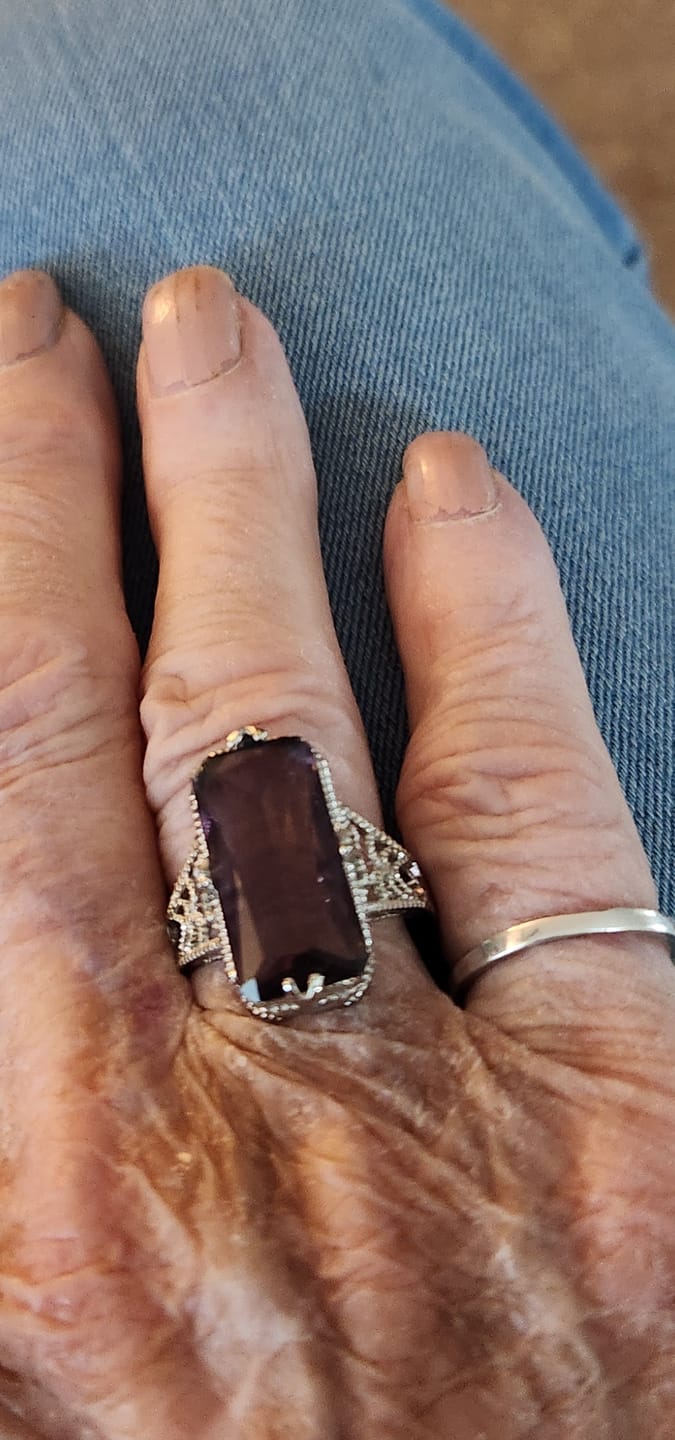 Customer photo review of Stunning Big Amethyst Ring - 925 Sterling Silver