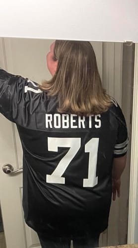 Customer photo review of Custom Orange White-Black Classic Style Mesh Authentic Football Jersey