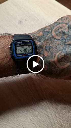 Customer video review of Reloj Casio Vintage F-91W-1DG Clásico Líneas Azules