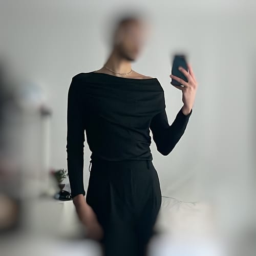 Customer photo review of Mens Asymmetrical Neckline Design Long Sleeve T-Shirt SKUK78594