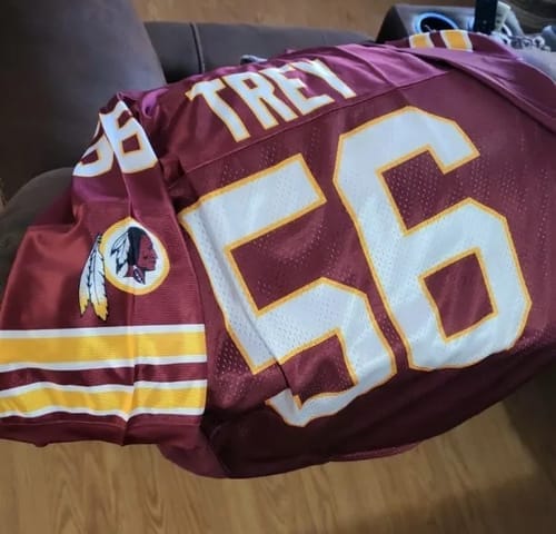 Customer photo review of Custom Royal White-Yellow Classic Style Mesh Authentic Football Jersey