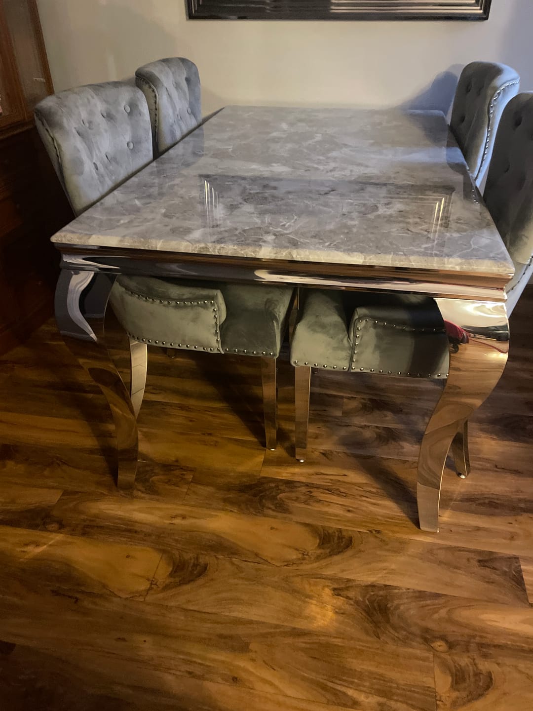 Customer photo review of Vienna Marble Dining Table With Chelsea Ring Knocker Chairs