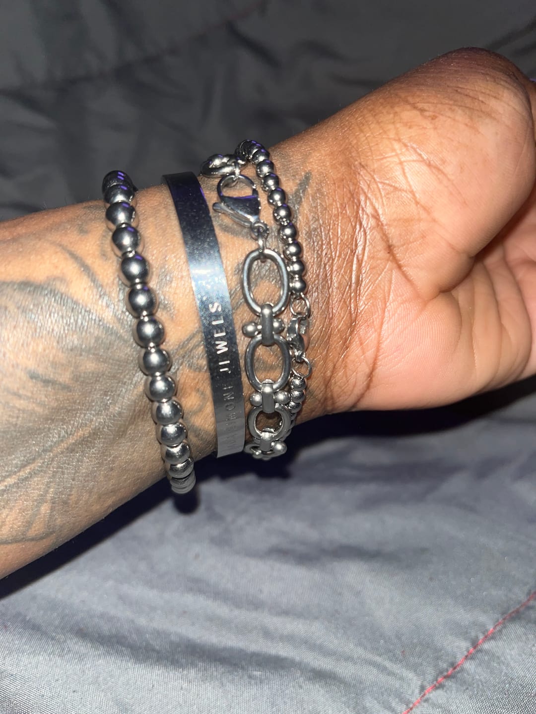Customer photo review of Chrisette Stainless Steel Bracelet Stack
