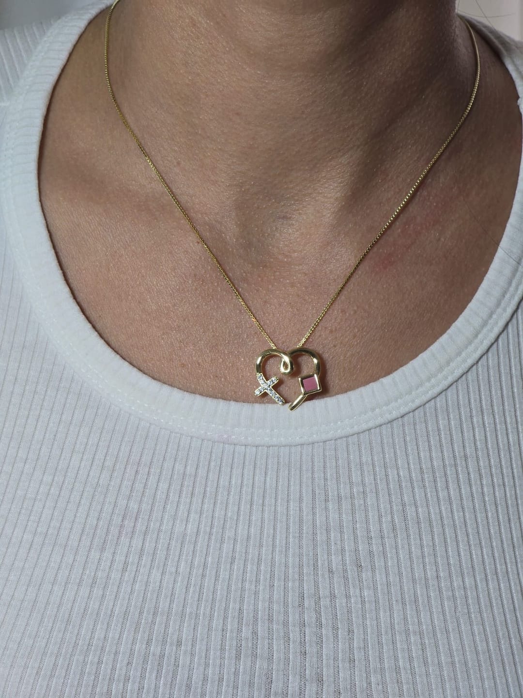 Customer photo review of Heart Cross Necklace- The Perfect Valentine’s Day Gift
