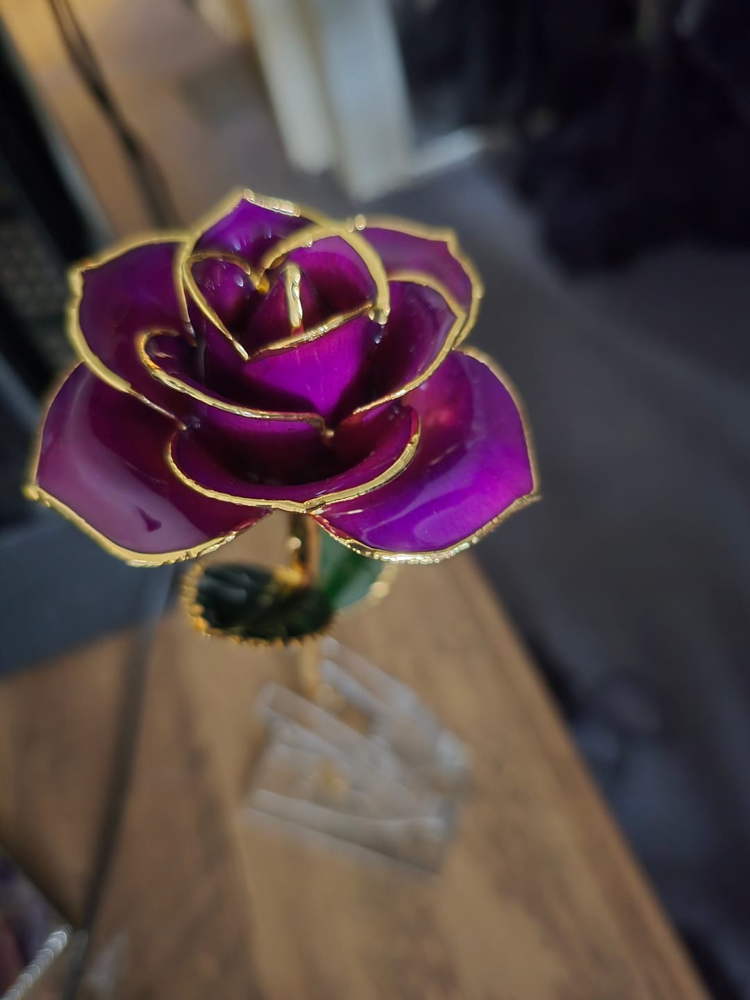 Customer photo review of 24K Gold Dipped Rose - Purple