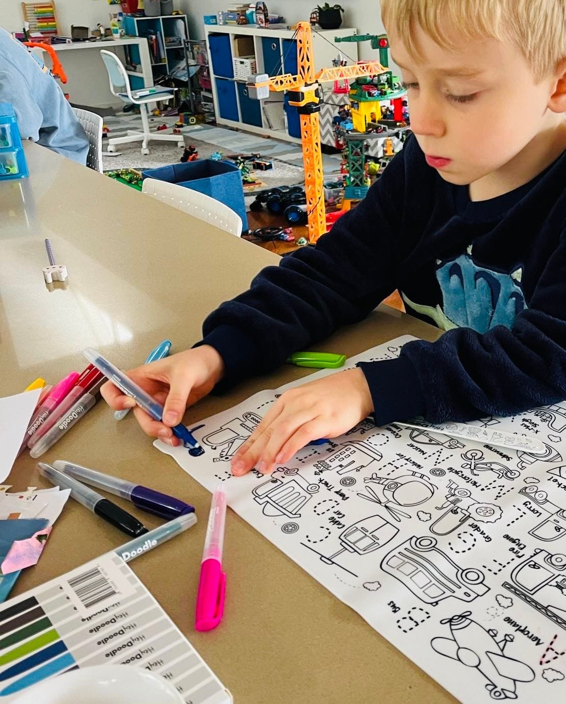 Customer photo review of Toot Toot Honk Classic Colouring & Doodle Mat