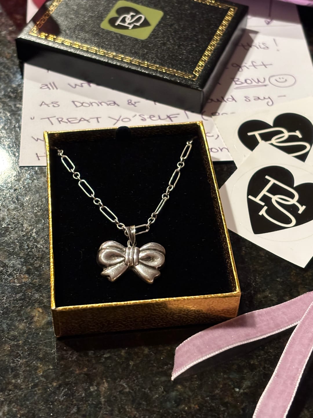 Customer photo review of Silver Bow Necklace