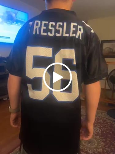 Customer photo review of Custom Red White-Gold Classic Style Mesh Authentic Football Jersey
