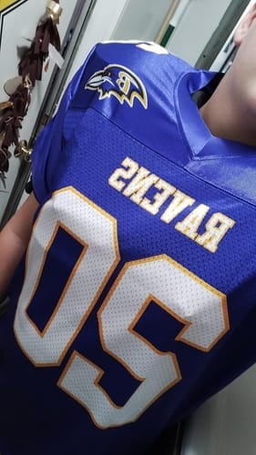 Customer photo review of Custom Black Red-White Classic Style Mesh Authentic Football Jersey