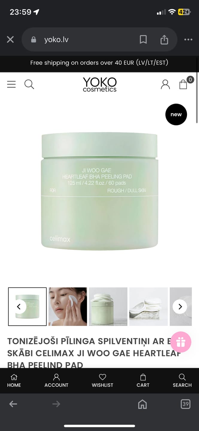 Customer photo review of Tonizējoši pīlinga spilventiņi ar BHA skābi Celimax Ji Woo Gae Heartleaf BHA Peelind Pad