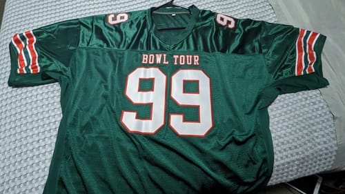Customer photo review of Custom Royal White-Yellow Classic Style Mesh Authentic Football Jersey