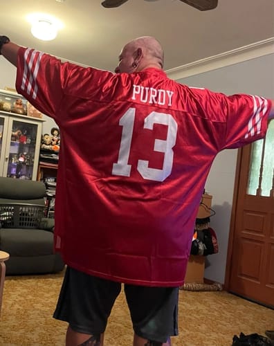 Customer photo review of Custom Green White-Gold Classic Style Mesh Authentic Football Jersey