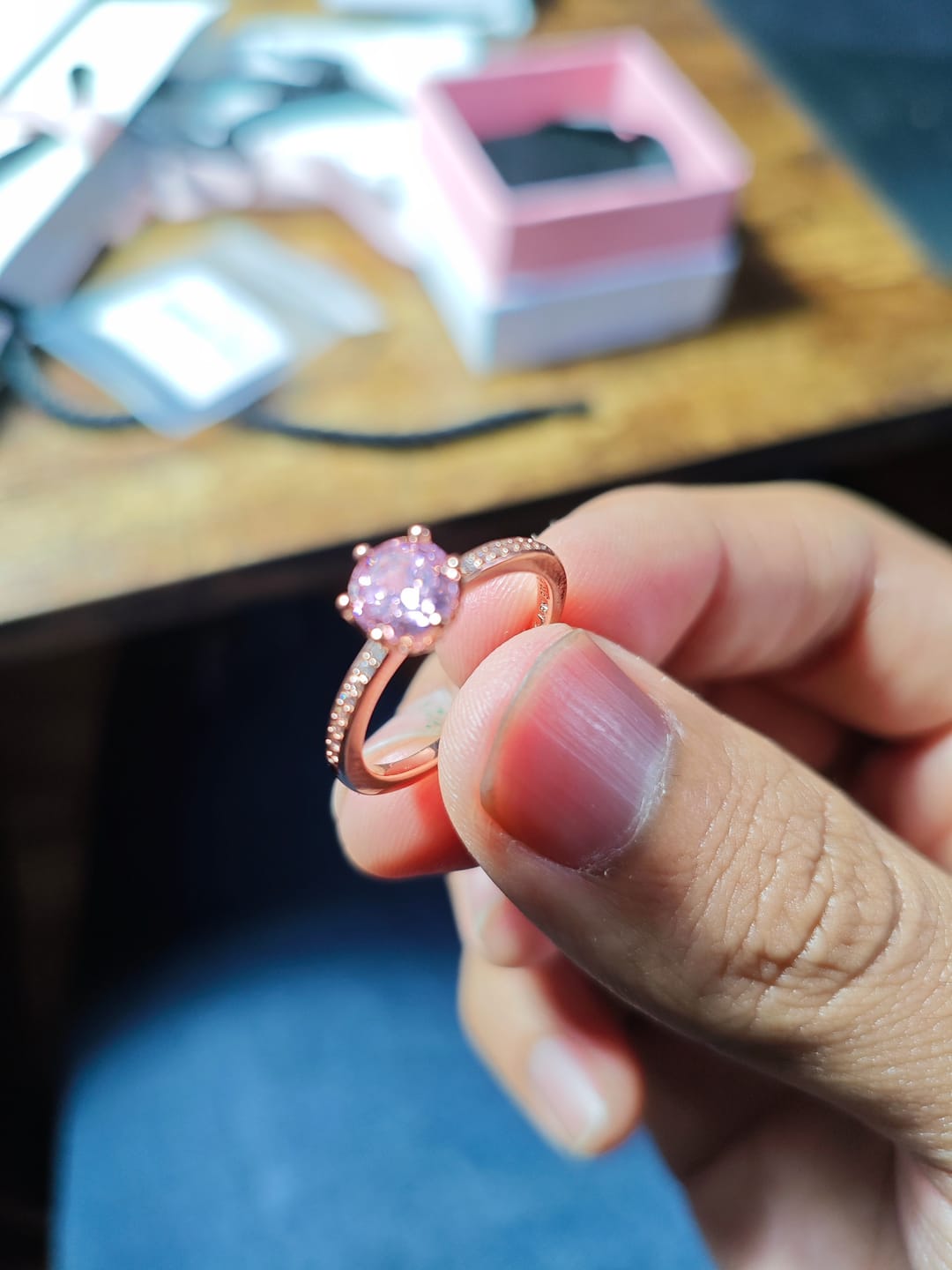 Customer photo review of ANILLO COMPROMISO CORONA ROSA BRILLANTE PANDORA