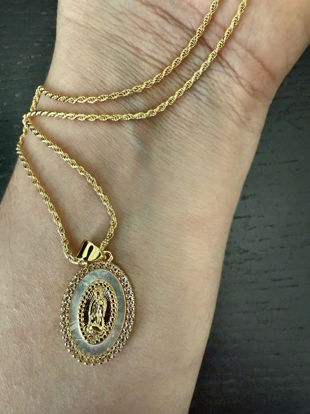 Customer photo review of Holy Mother Mary Necklace