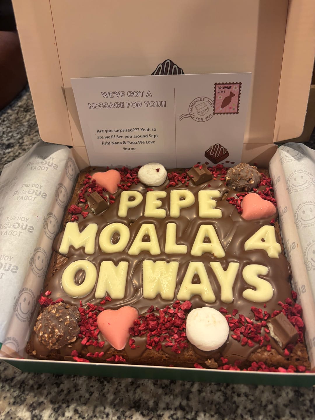 Customer photo review of Custom message heart brownie