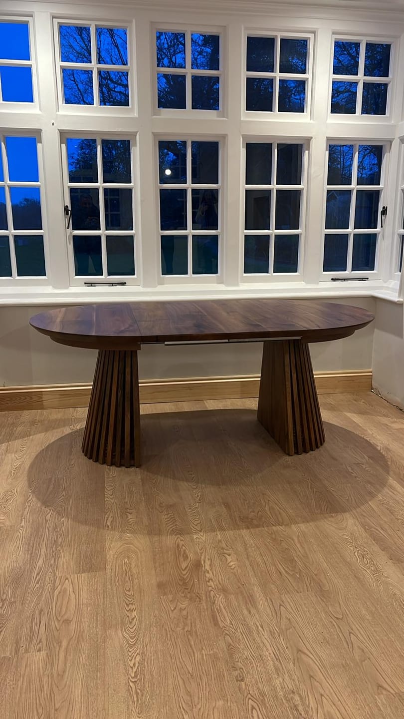 Customer photo review of Vivien Extendable Round Dining Table in Darker Walnut