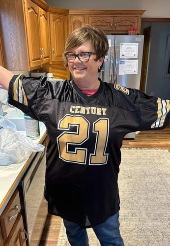 Customer photo review of Custom Black Gotham Green-White Classic Style Mesh Authentic Football Jersey