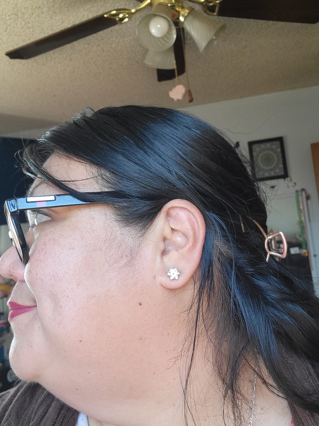 Customer photo review of Moissanite Romantic Snowflake Stud Earrings In Sterling Silver