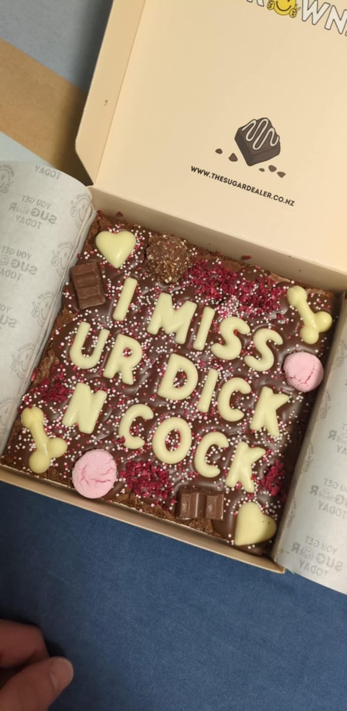 Customer photo review of Custom message dick brownie