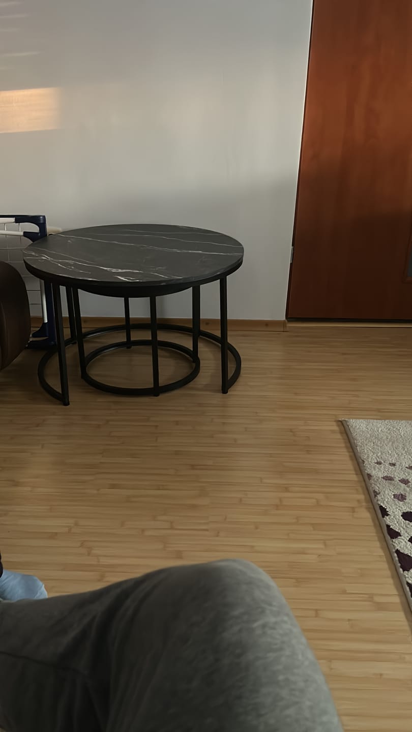 Customer photo review of Set 2 masute cafea DION, negru cu efect de marmura/negru, PAL laminat/metal