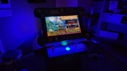 Customer photo review of Abvideo arcades Cocktail Arcade Machine 4600 Tilt Up Wood Retro