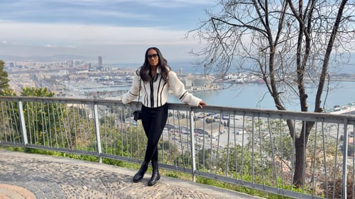 Customer photo review of Reversible Vegan Leather Sherpa Jacket