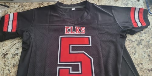 Customer photo review of Custom Black Powder Blue-White Classic Style Mesh Authentic Football Jersey
