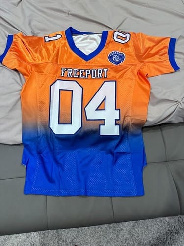 Customer photo review of Custom Red White-Black Classic Style Mesh Authentic Football Jersey