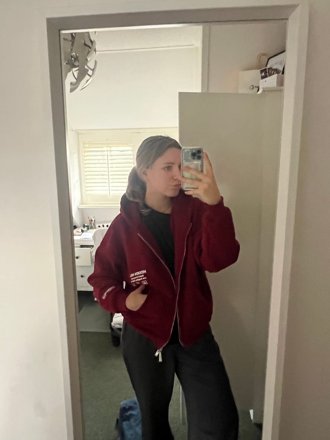 Customer photo review of LABEL LONGSLEEVE TOP BURGUNDY