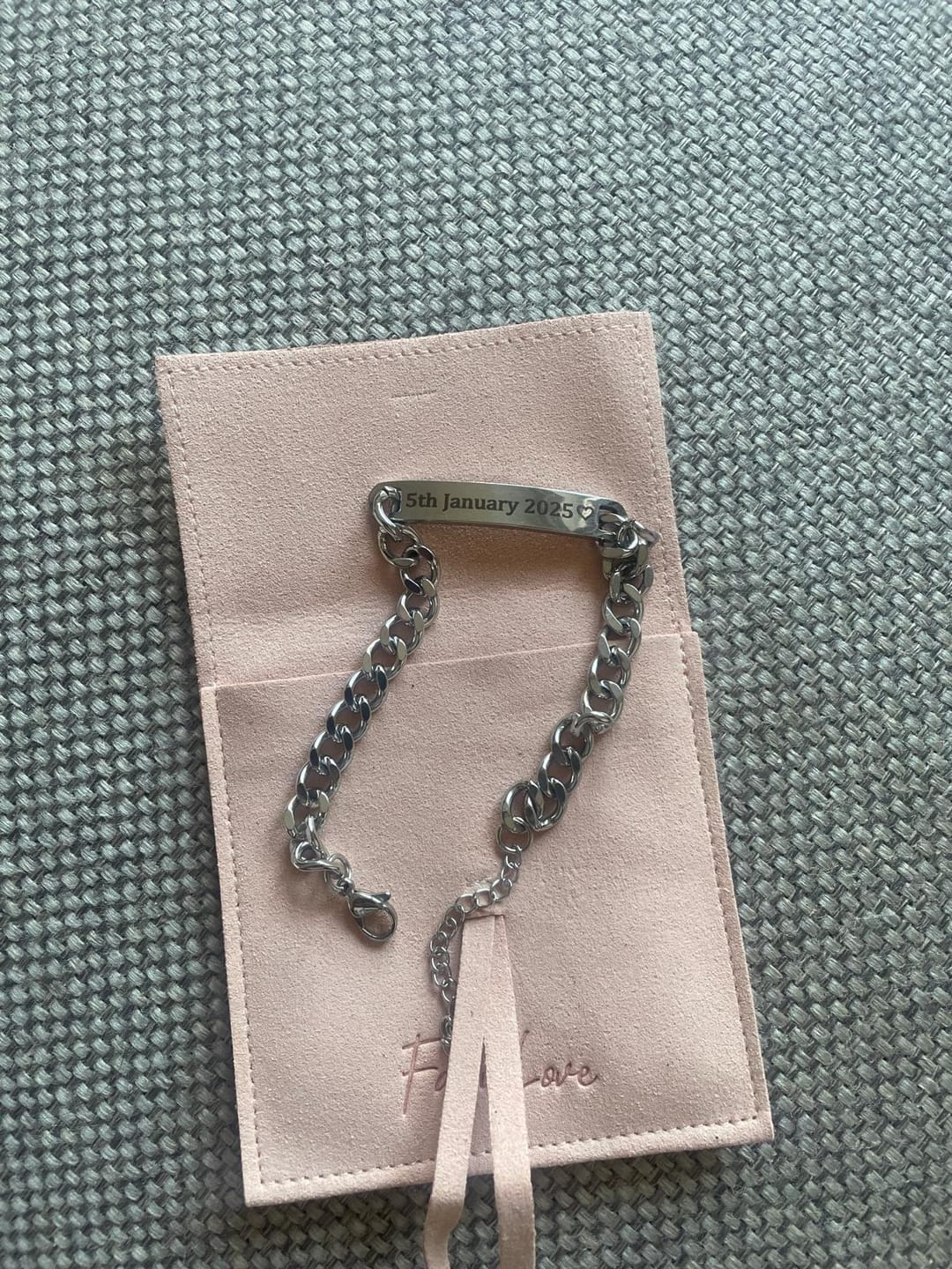 Customer photo review of Large Engraved Bracelet