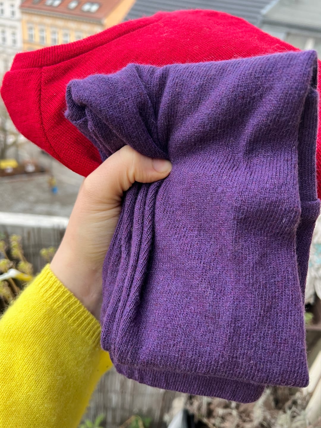 Customer photo review of Upcycling Merino Schmale Hose Lila