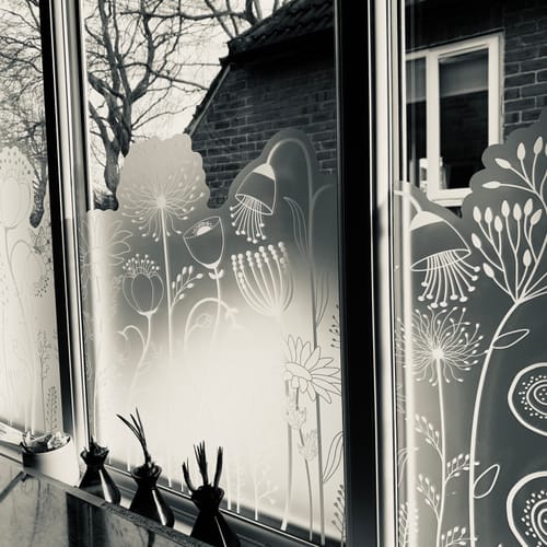 Customer photo review of Flower Frosted Window Privacy Border