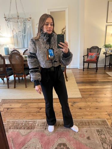 Customer photo review of Elegant Women's Black Faux-Fur One-Piece Ski Suit