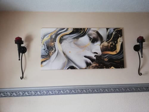 Customer photo review of Leinwandbild | Elegantes gold-schwarzes Porträt | Querformat