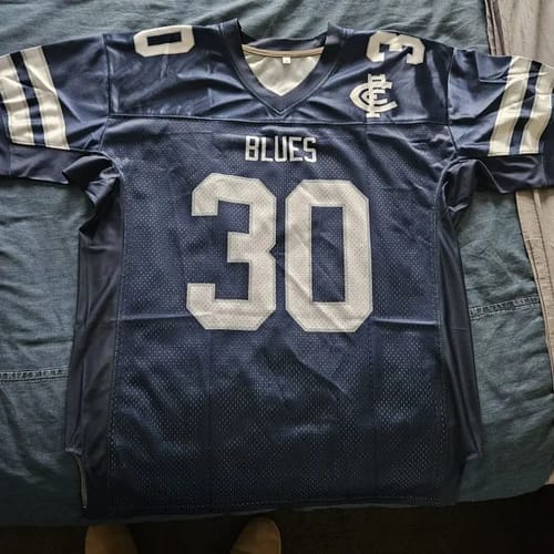 Customer photo review of Custom Royal White-Red Classic Style Mesh Authentic Football Jersey