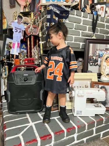 Customer photo review of Custom Black Gotham Green-White Classic Style Mesh Authentic Football Jersey