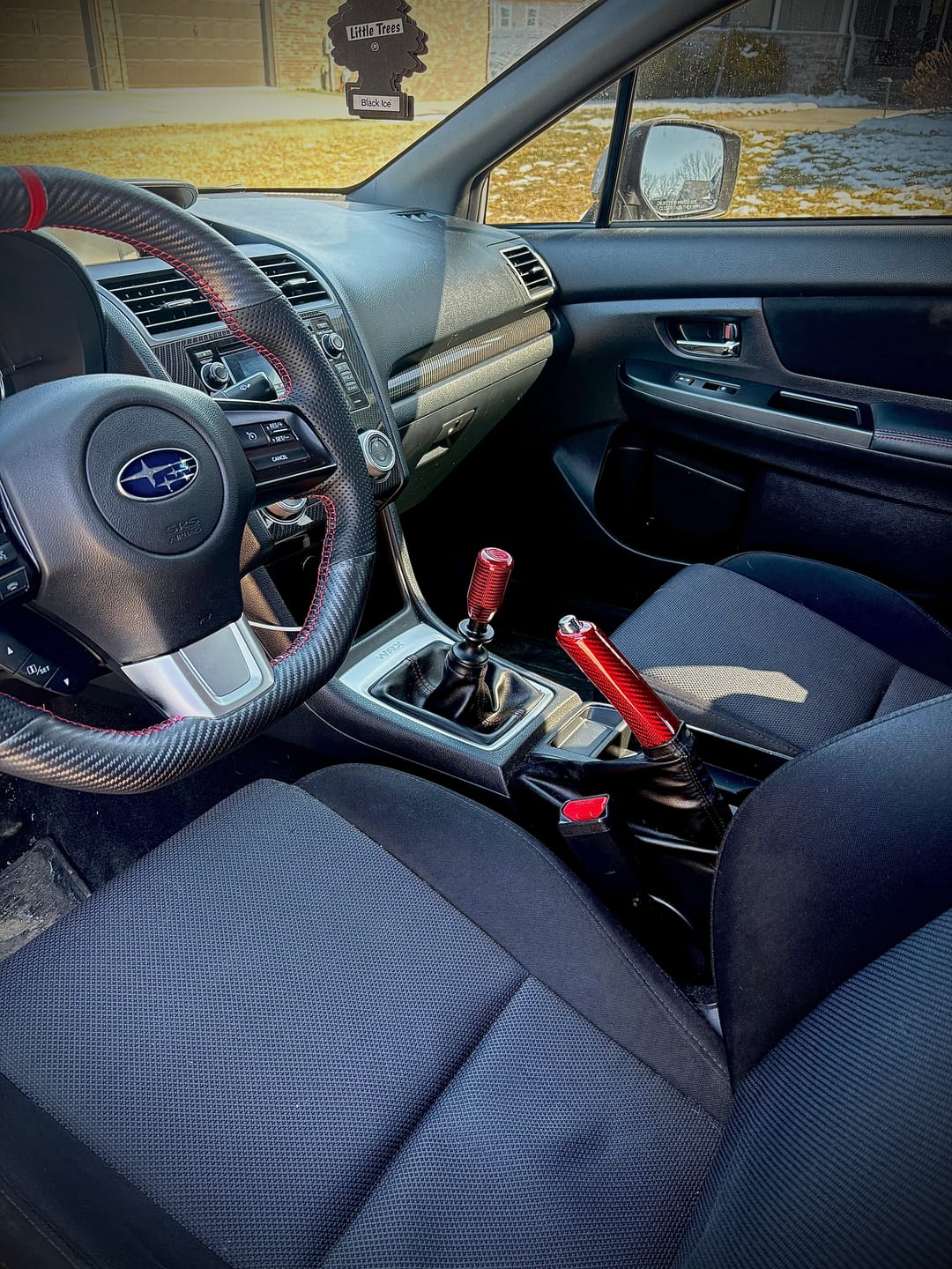 Customer photo review of 2008-2024 Subaru WRX/STi Red Carbon Fiber Ebrake Handle 2013-20 BRZ/FR-S