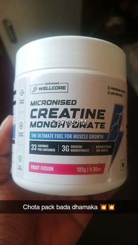 Customer photo review of Wellcore - Pure Micronised Creatine Monohydrate (122g, 33 Servings) Fruit Fusion