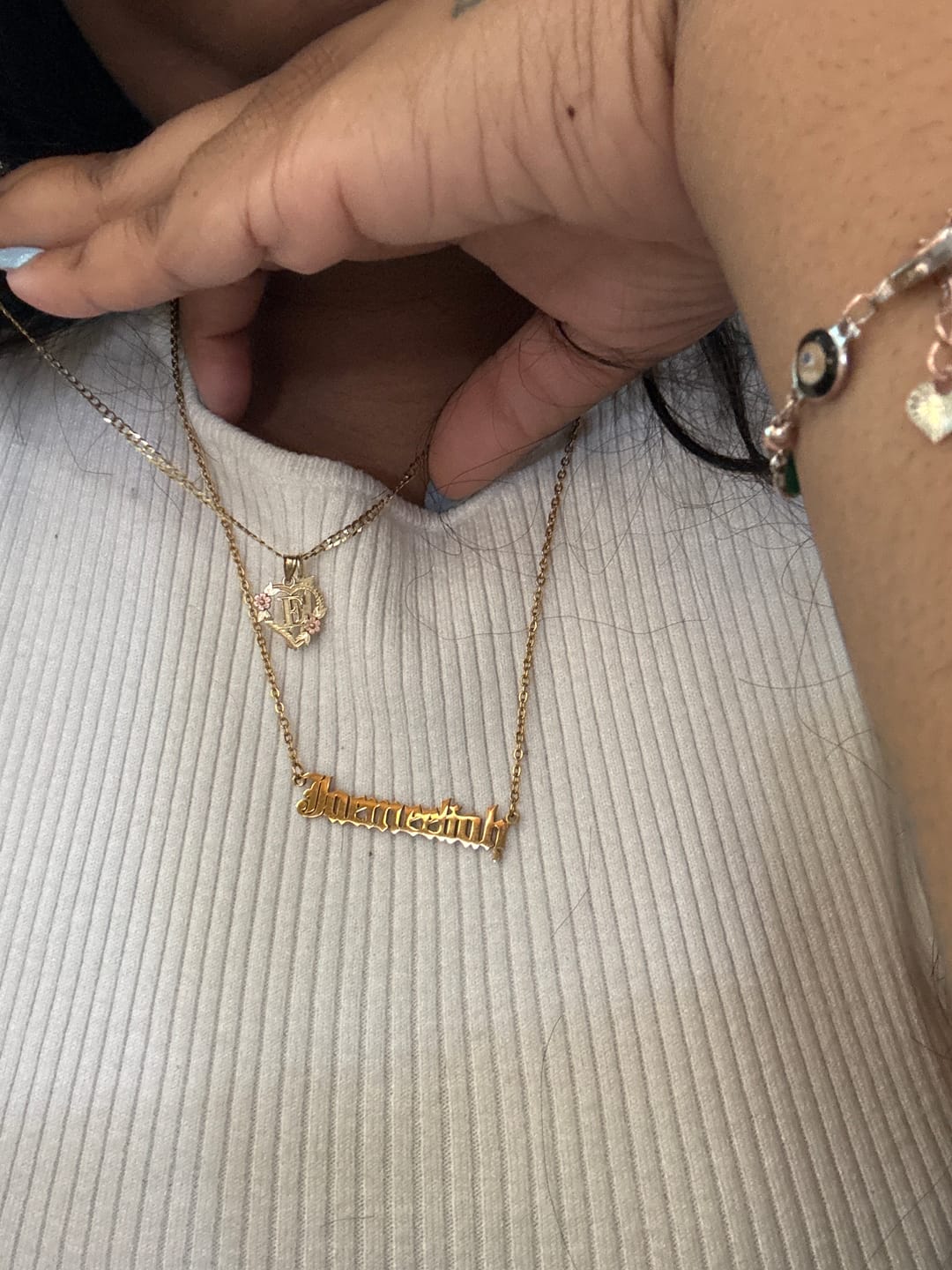 Customer photo review of Old English Custom Necklace