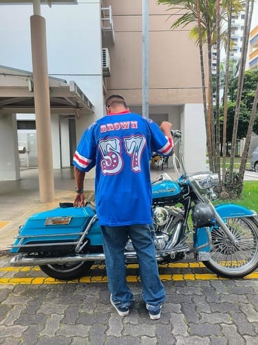 Customer photo review of Custom Green White-Gold Classic Style Mesh Authentic Football Jersey